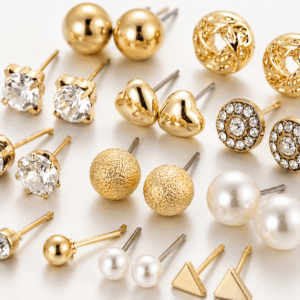 Scanshop India set of 12 Gold plated Women Studs