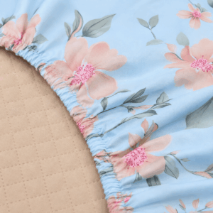 Scanshop India Turquoise Blue Floral Microfiber 210TC Fitted Double Queen Bedsheet