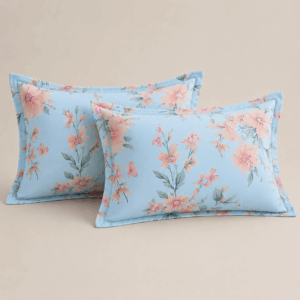 Scanshop India Turquoise Blue Floral Microfiber 210TC Fitted Double Queen Bedsheet