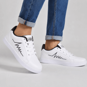 Scanshop India Men's White Round Toe Velcro Strap Casual Sneakers