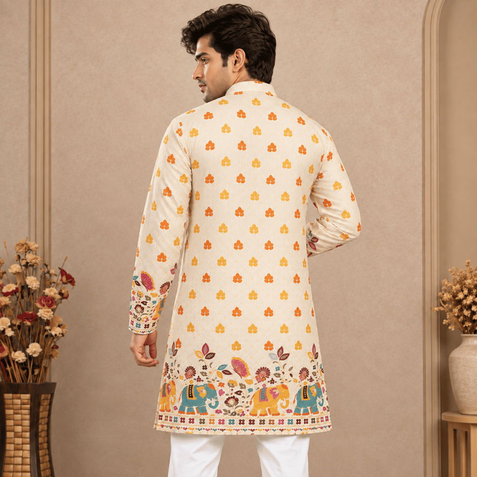 Krishna Ethnic Men Ethnic Motifs Embroidered Thread Work Kurta (2)