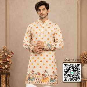 Krishna Ethnic Men Ethnic Motifs Embroidered Thread Work Kurta