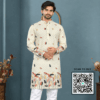 Krishna Ethnic Men Rangrez Leaf Ivory Printed Kurta