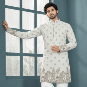 Krishna Ethnic Men Royal Bloom Ivory Kurta (1)