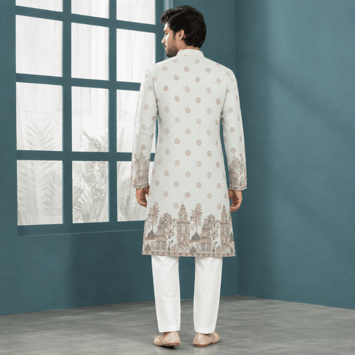 Krishna Ethnic Men Royal Bloom Ivory Kurta (2)