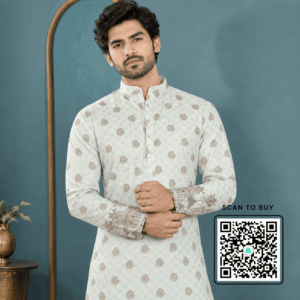 Krishna Ethnic Men Royal Bloom Ivory Kurta