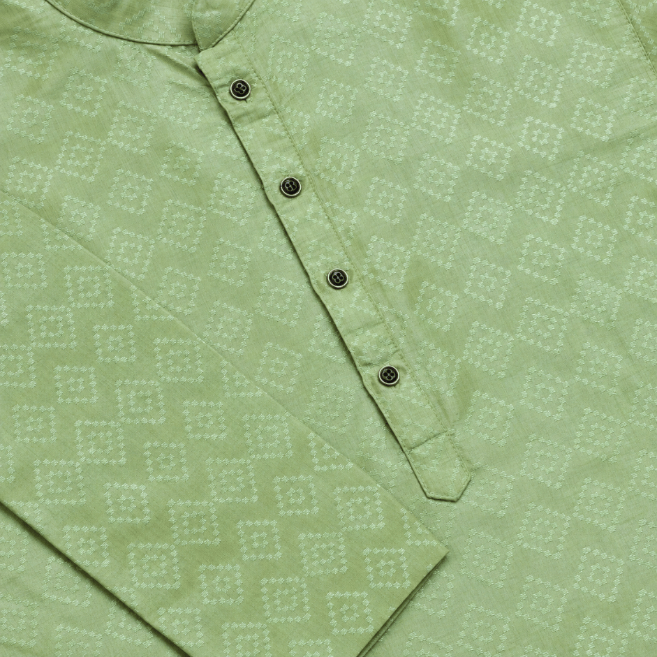 Krishna ethnic Men Green Woven Design Straight Kurtas (3)