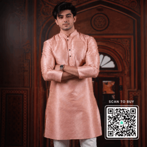 Krishna ethnic Men Pink Woven Design Straight Kurtas