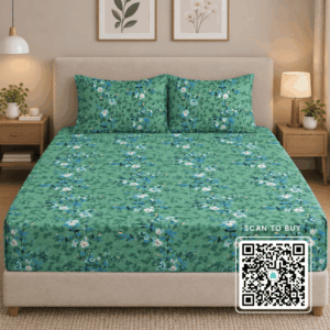 Scanshop India Green Leaf Bedsheet with 2 Pillow Covers