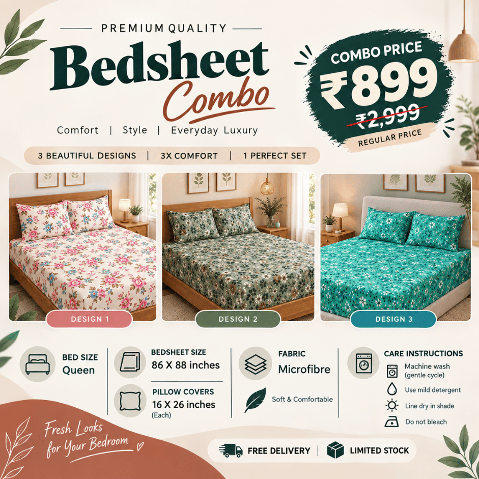 Scanshop India Premium Quality Bedsheet Combo 5