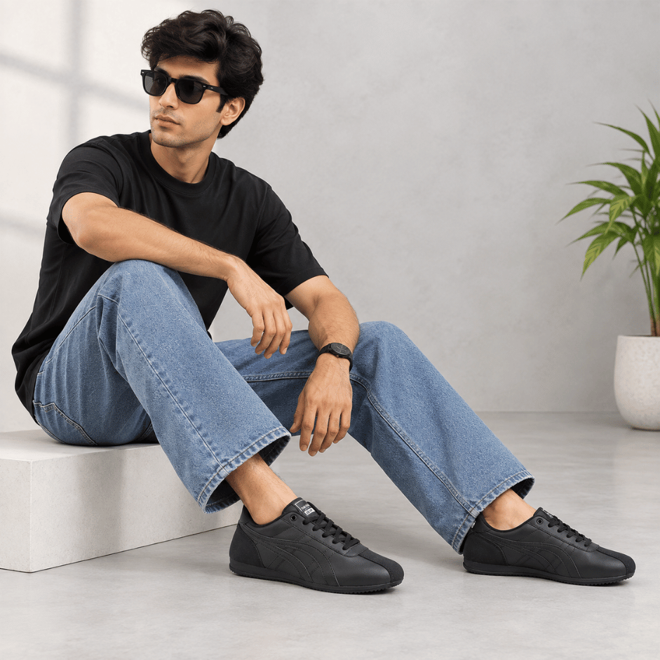 Vanshika Lifestyle Classic All Black Sneakers (2)