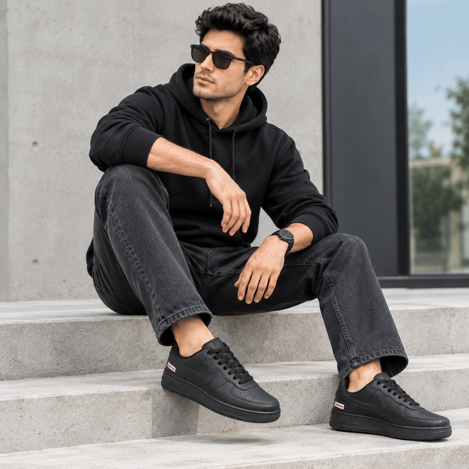 Vanshika Lifestyle Sleek Black Comfort Sneakers (2)