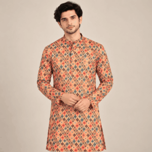 Krishna Ethnic Men Multicolored Geometric Printed Kurta (1)