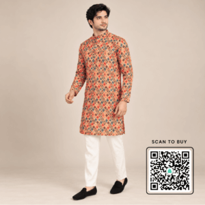 Krishna Ethnic Men Multicolored Geometric Printed Kurta