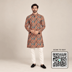 Krishna Ethnic Men Printed Regular Fit Multicolored Kurta