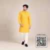 Krishna Ethnic Men Printed Regular Fit Yellow Kurta