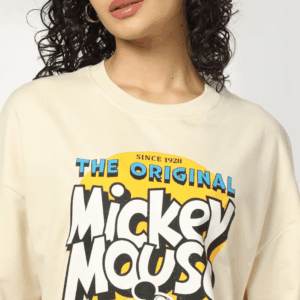 Scanshop India Women Disney Mickey Mouse Print Relaxed Fit Round-Neck Sweatshirt (1)
