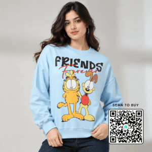 Scanshop India Women Garfield Print Loose Fit Sweatshirt