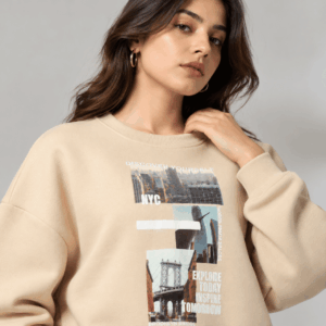 Scanshop India Women Printed Crew-Neck Sweatshirt (1)