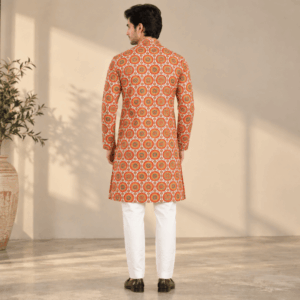 Krishna Ethnic Men Regular Fit Kurta with Mandarin Collar 3